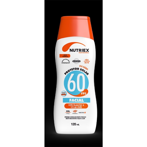 NOVO FRASCO PROTETOR SOLAR FACIAL NUTRIEX PROFISSIONAL FPS60 120ML