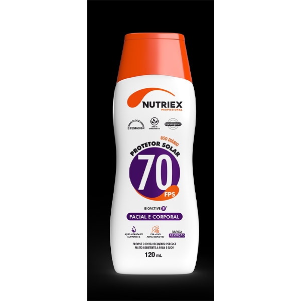 NOVO FRASCO PROTETOR SOLAR FACIAL NUTRIEX PROFISSIONAL FPS70 120ML